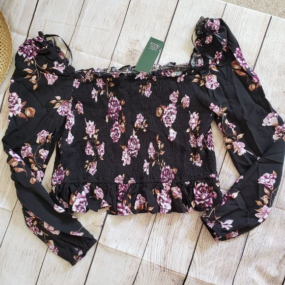 wild fable Tops - WILD FABLE floral bustier off shoulder blouse